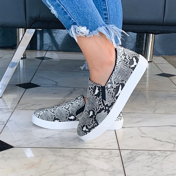 Soda Shoes - Snake skin slip on sneaker